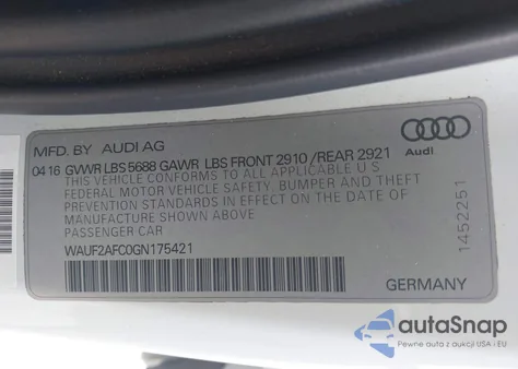 2016 Audi S6 4.0T Premium Plus from USA, damaged, VIN WAUF2AFC0GN175421
